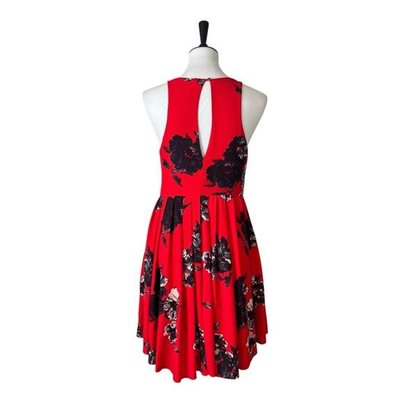 Free People Aline Mini Dress Pockets Halter Neck Red Black Floral Women’s Size 6 - Picture 6 of 14